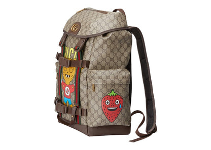 Gucci Cat Print Skateboard Backpack GG Supreme Beige/Ebony
