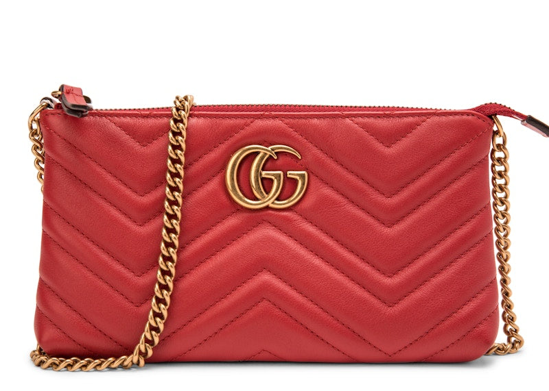 Gucci GG Marmont Chain Bag Matelasse Mini Red