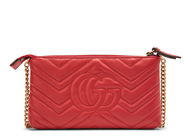 Gucci GG Marmont Chain Bag Matelasse Mini Red