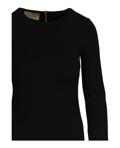 Gucci Chain-Link Belt Midi Dress Black
