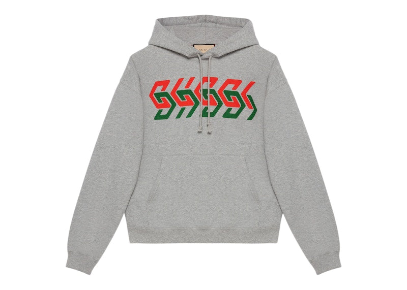 Gucci Chain Print Hooded Sweatshirt Grey/Red/Green