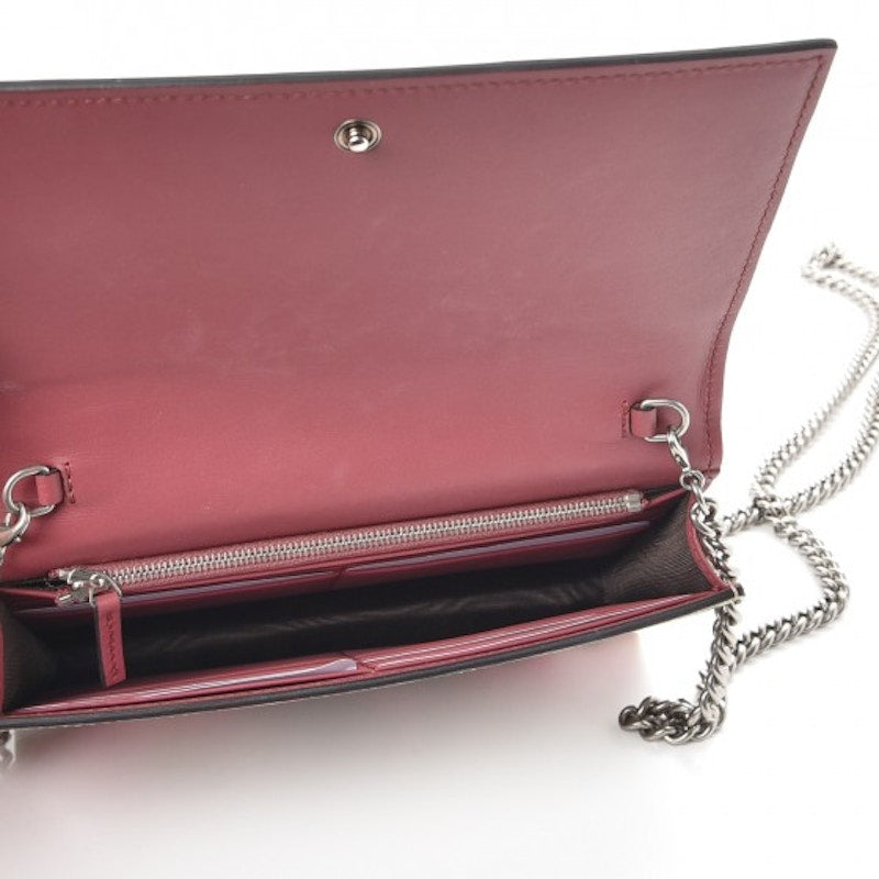 Gucci Chain Wallet Monogram GG Supreme Blooms Antique Rose