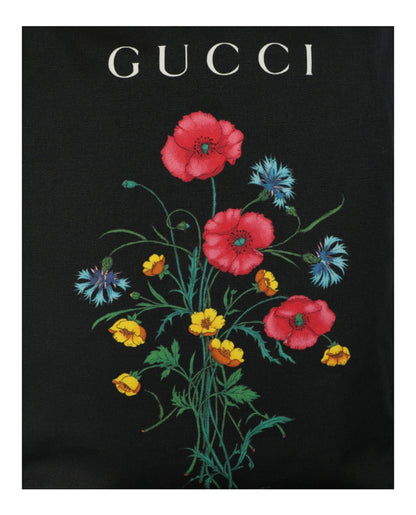 Gucci Chateau Marmont Floral Canvas Drawstring Bag Black