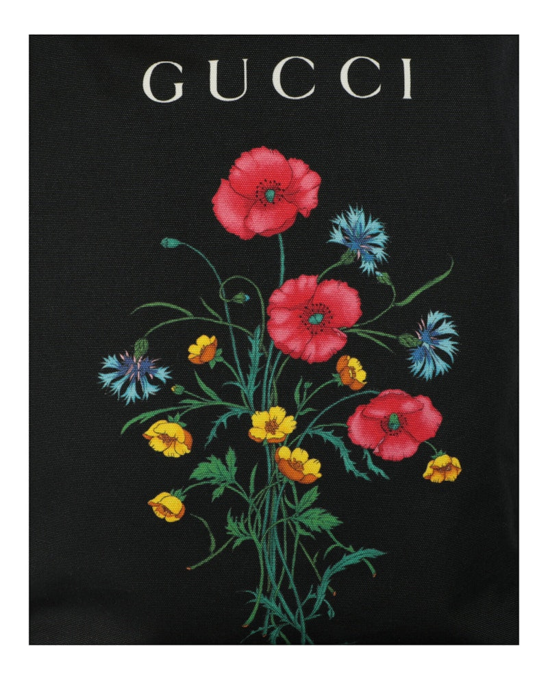 Gucci Chateau Marmont Floral Canvas Drawstring Bag Black