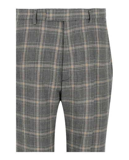 Gucci Checkered Straight-Leg Trousers Grey Beige