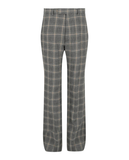 Gucci Checkered Straight-Leg Trousers Grey Beige