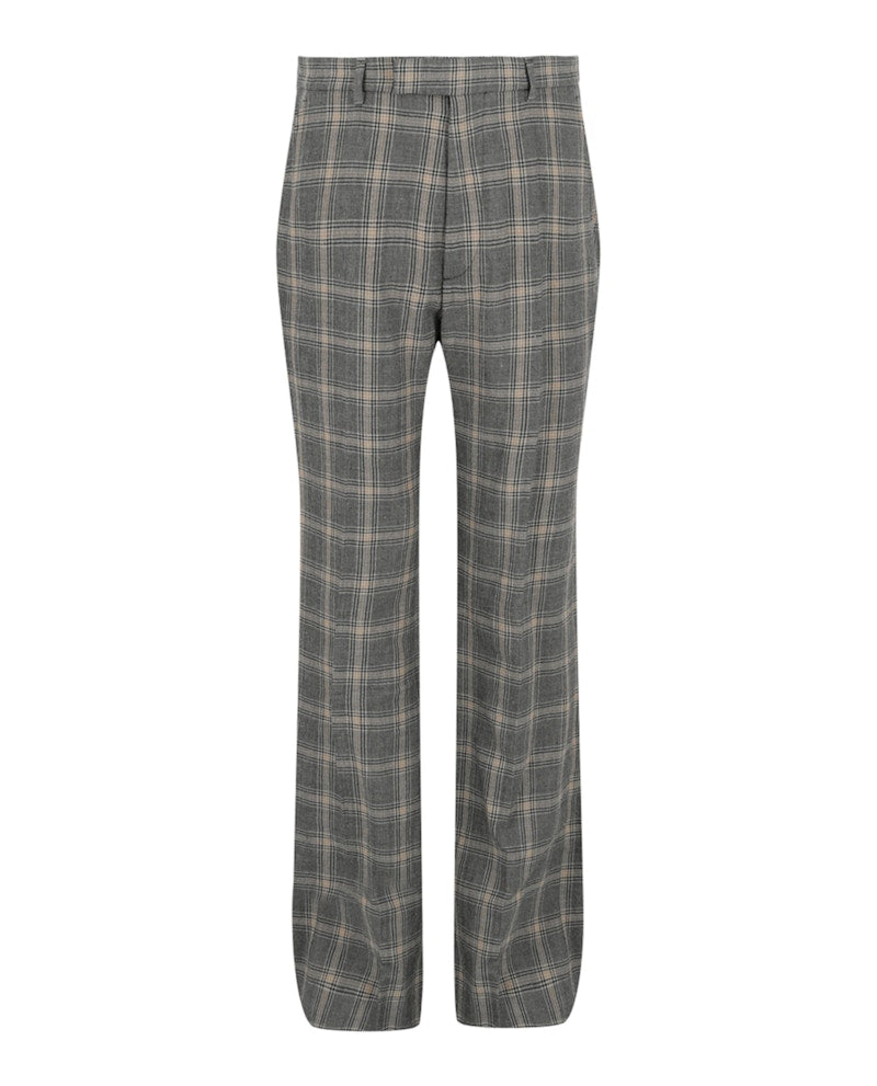 Gucci Checkered Straight-Leg Trousers Grey Beige