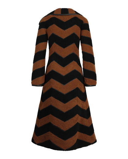 Gucci Chevron Fur Coat Brown