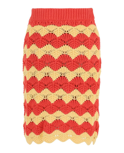 Gucci Chevron Knit Skirt Orange Multi