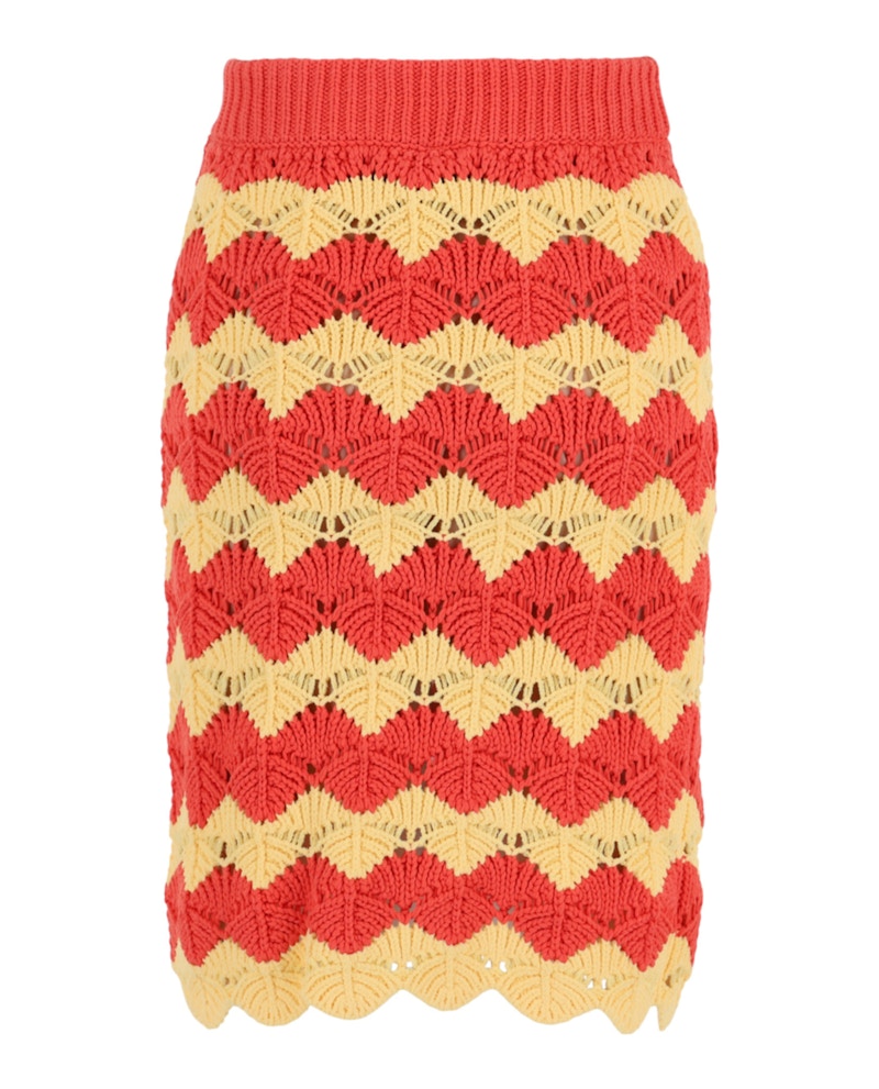 Gucci Chevron Knit Skirt Orange Multi