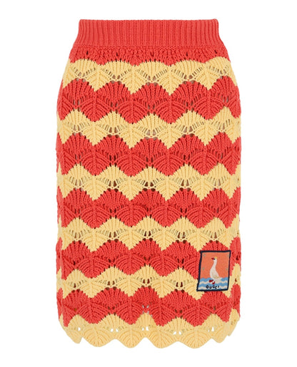 Gucci Chevron Knit Skirt Orange Multi
