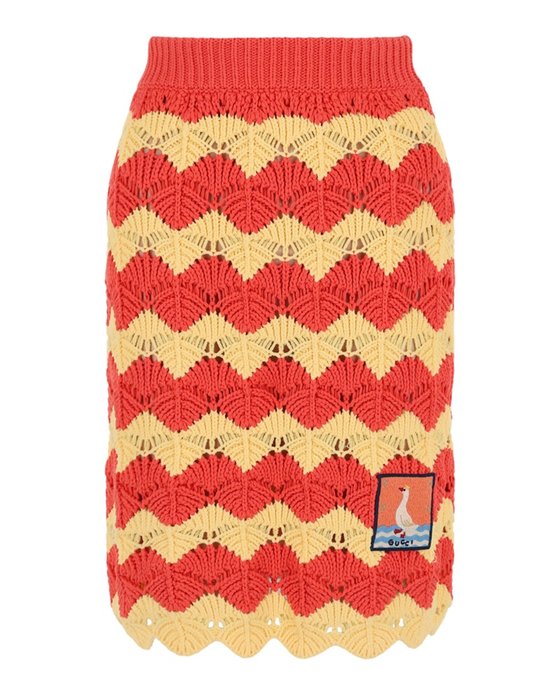 Gucci Chevron Knit Skirt Orange Multi