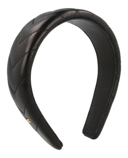 Gucci Chevron-Quilted Leather Headband Black