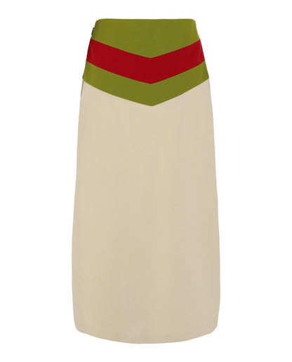 Gucci Chevron Vintage Web Stripe Skirt White