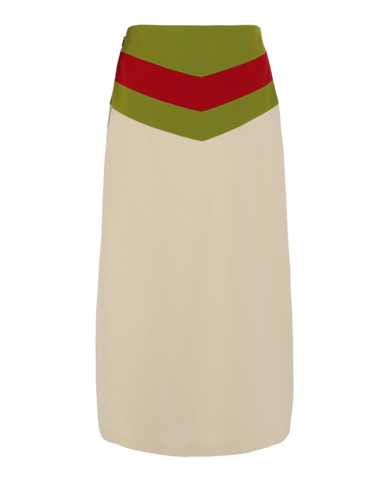 Gucci Chevron Vintage Web Stripe Skirt White