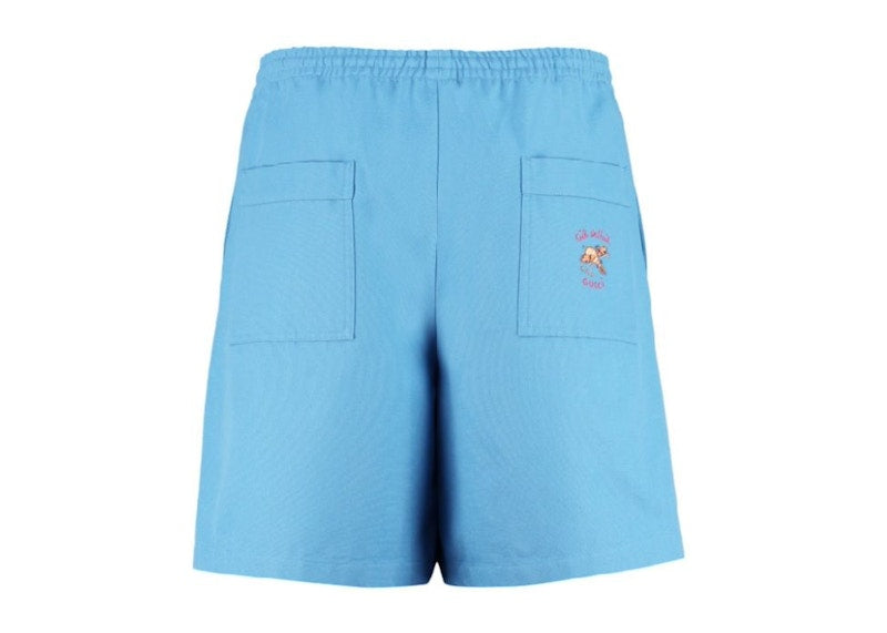 Gucci Ciel de Nuit Animal Taped Cotton Shorts Blue
