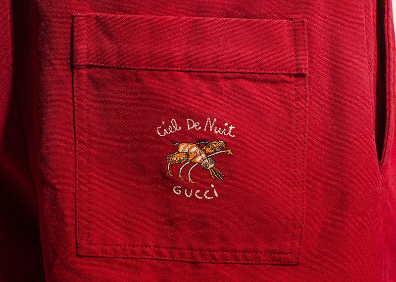 Gucci Ciel de Nuit Animal Taped Cotton Shorts Red