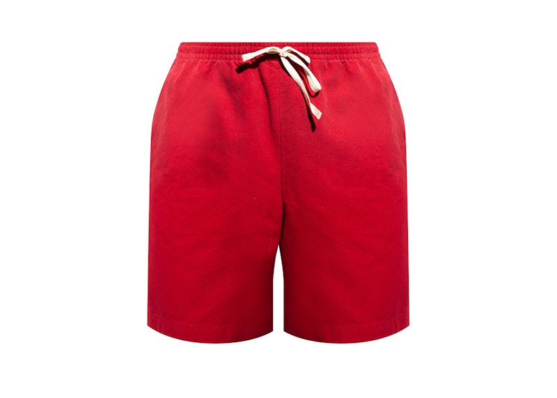 Gucci Ciel de Nuit Animal Taped Cotton Shorts Red