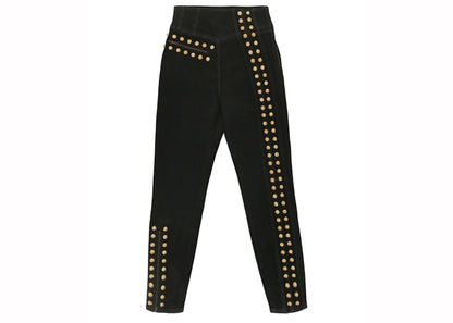 Gucci Coated Denim Pant with Studs Black Gold