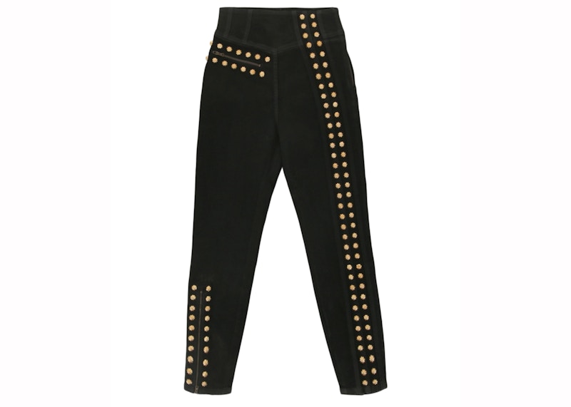 Gucci Coated Denim Pant with Studs Black Gold