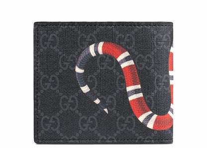 Gucci Coin Wallet GG Supreme Kingsnake Print Black/Grey