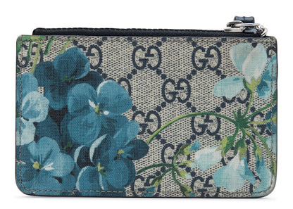 Gucci Coin Wallet Monogram GG Supreme Blooms Blue
