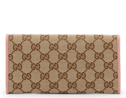 Gucci Continental Long Flap Wallet GG Supreme Pink Lining
