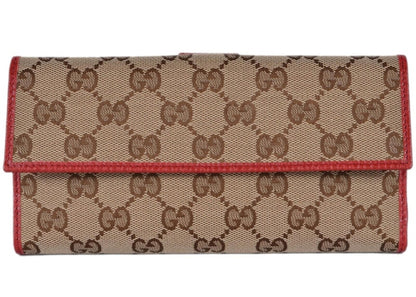 Gucci Continental Wallet GG Supreme Beige/Red