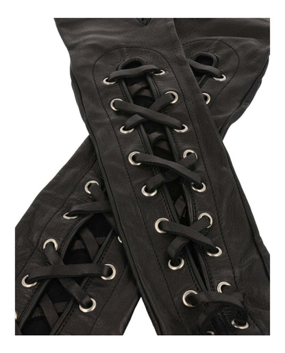 Gucci Corset Lacing Fingerless Gloves Black