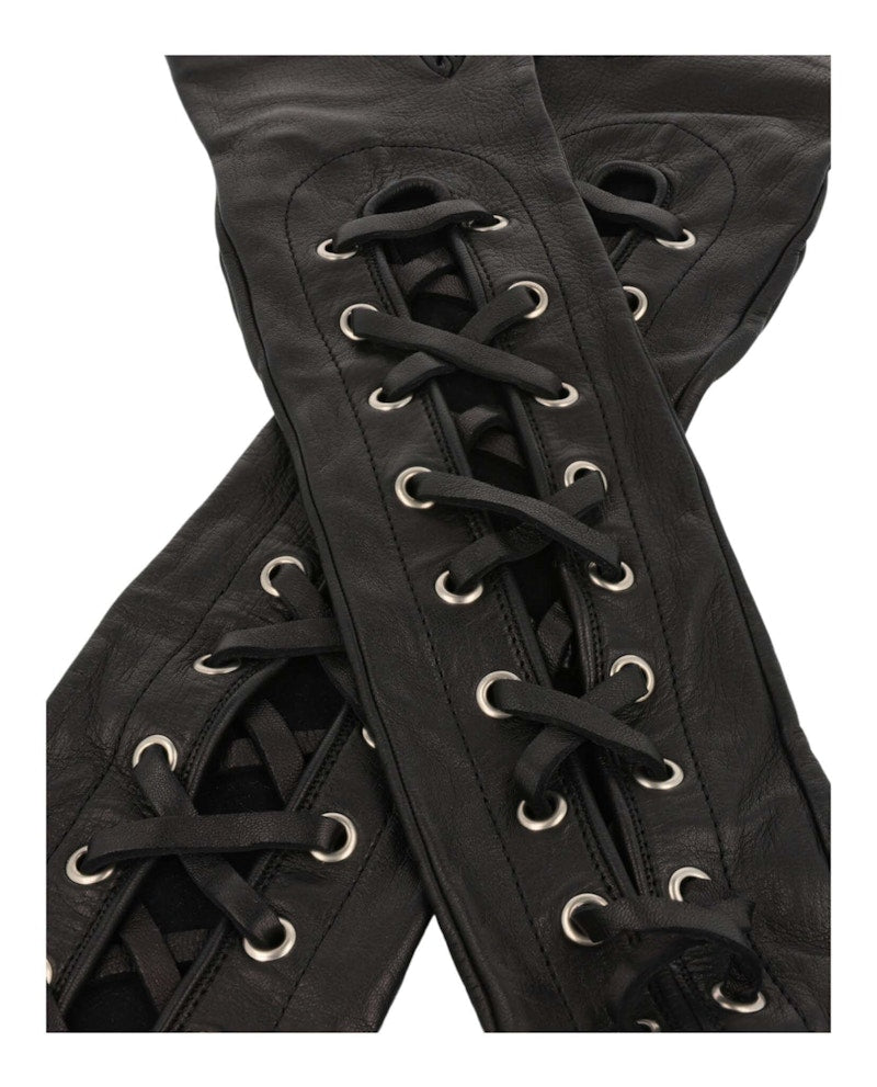 Gucci Corset Lacing Fingerless Gloves Black