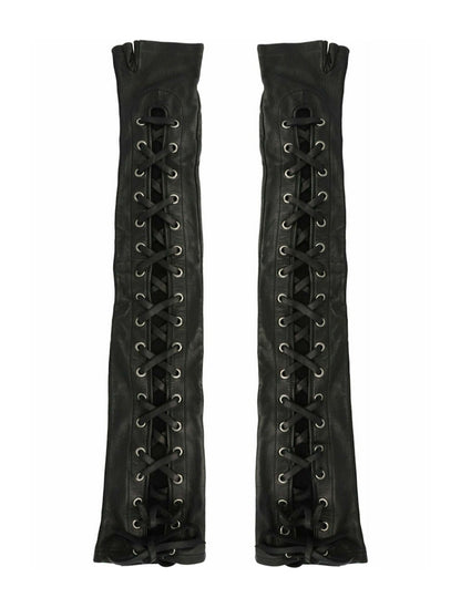 Gucci Corset Lacing Fingerless Gloves Black
