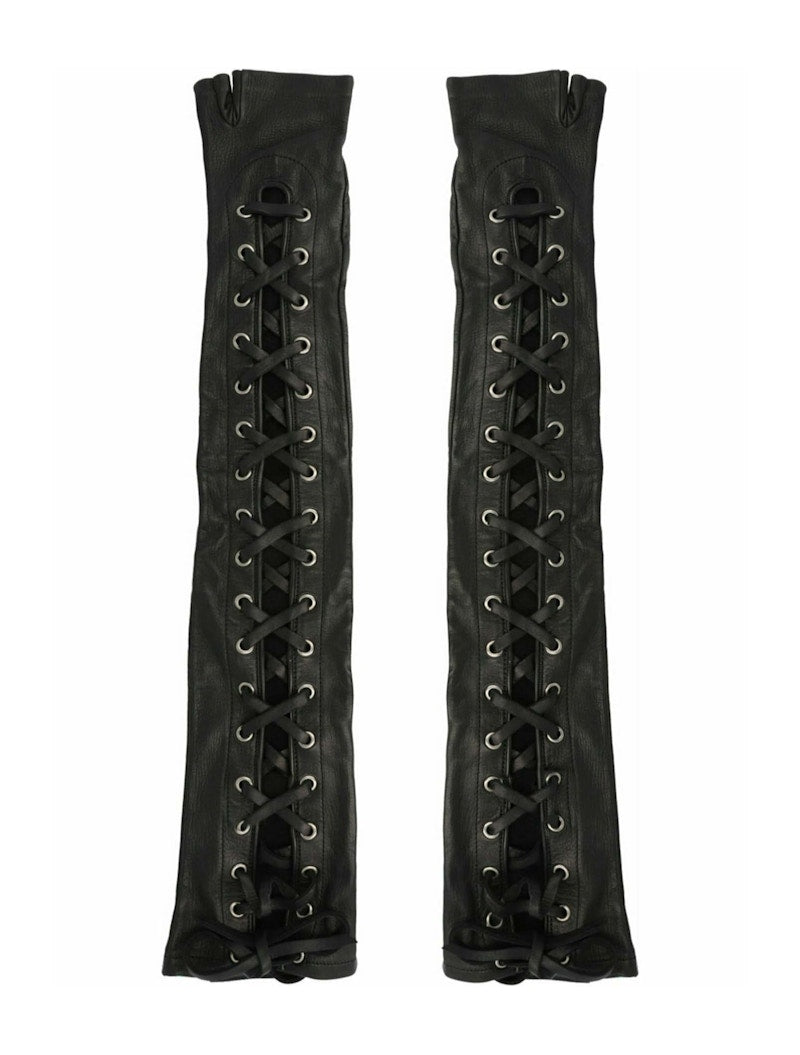Gucci Corset Lacing Fingerless Gloves Black