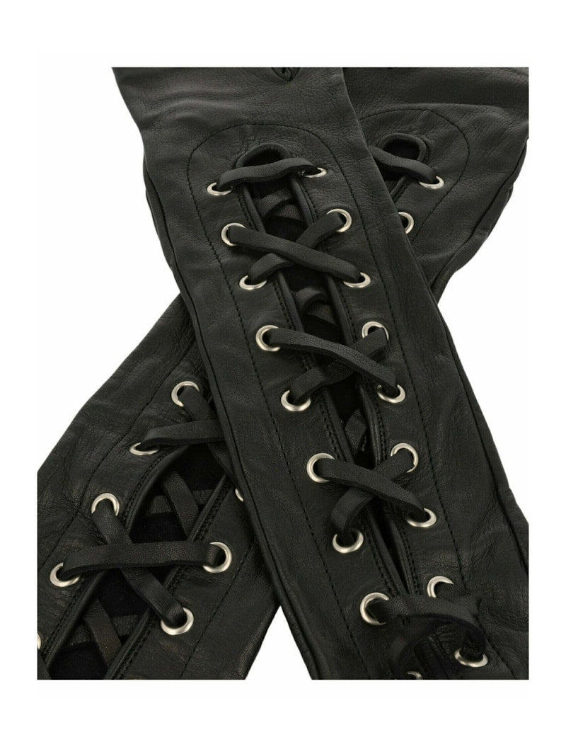 Gucci Corset Lacing Fingerless Gloves Black
