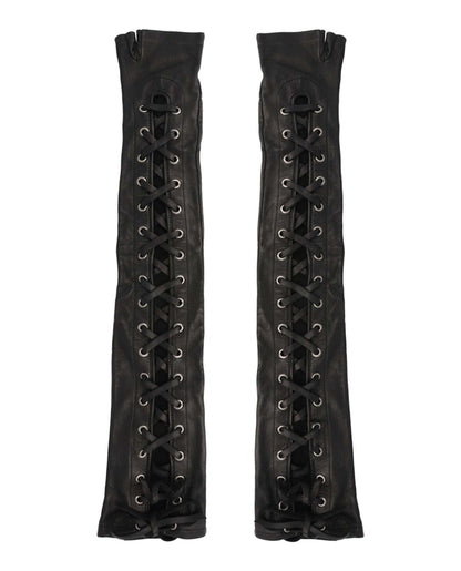 Gucci Corset Lacing Fingerless Gloves Black