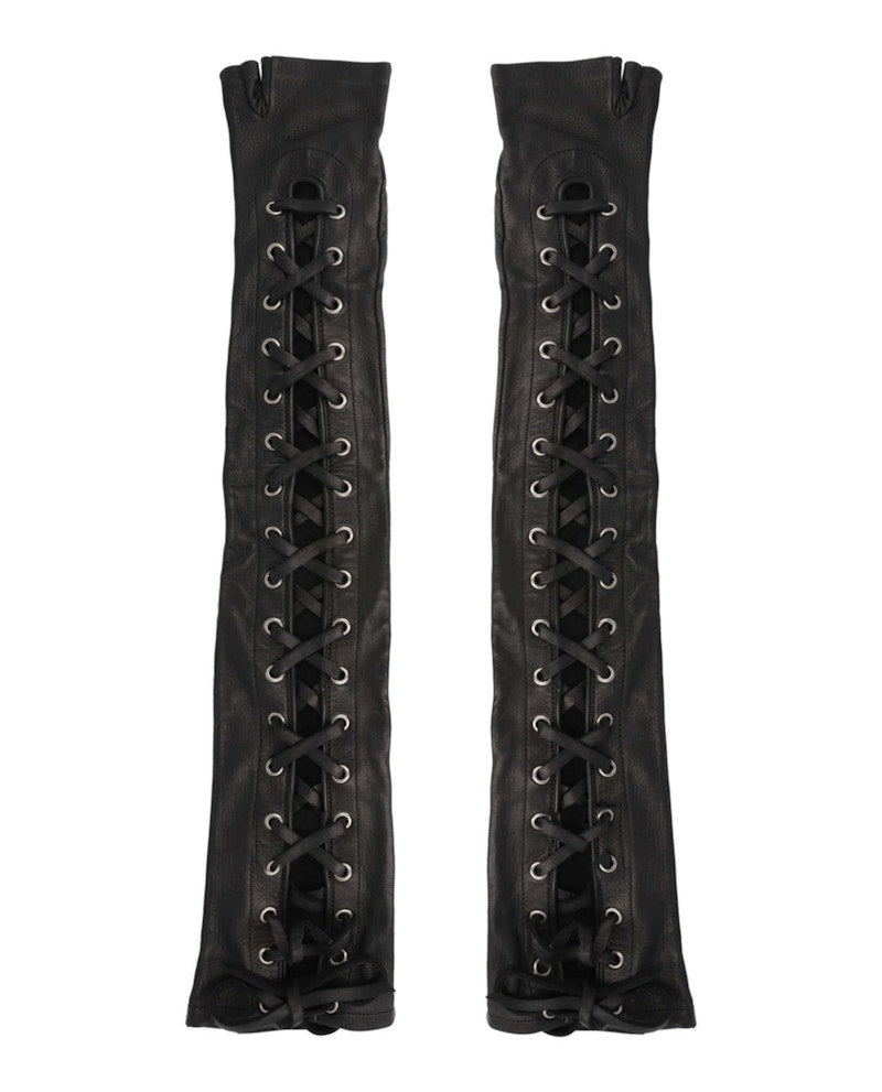 Gucci Corset Lacing Fingerless Gloves Black