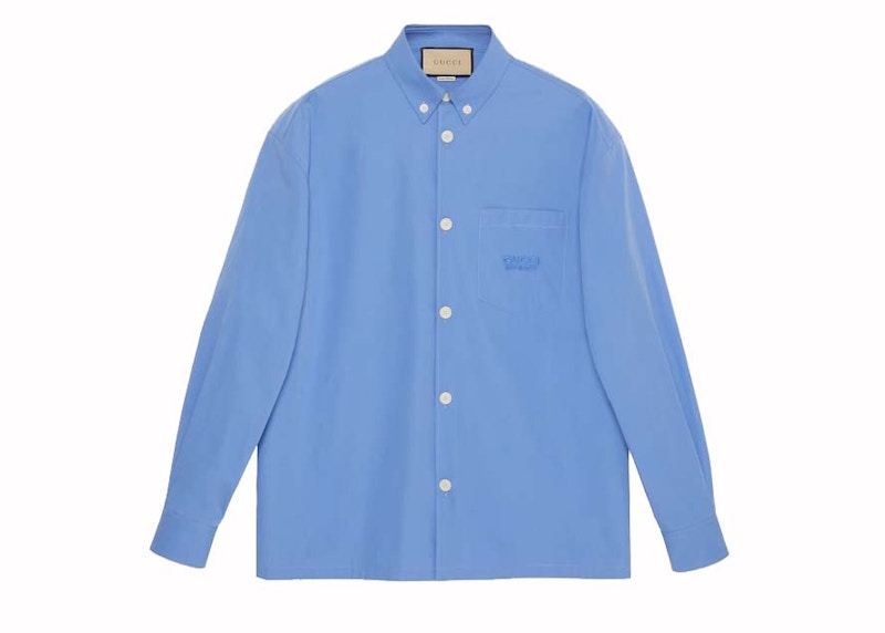 Gucci Cotton Gucci Embroidery Shirt Blue
