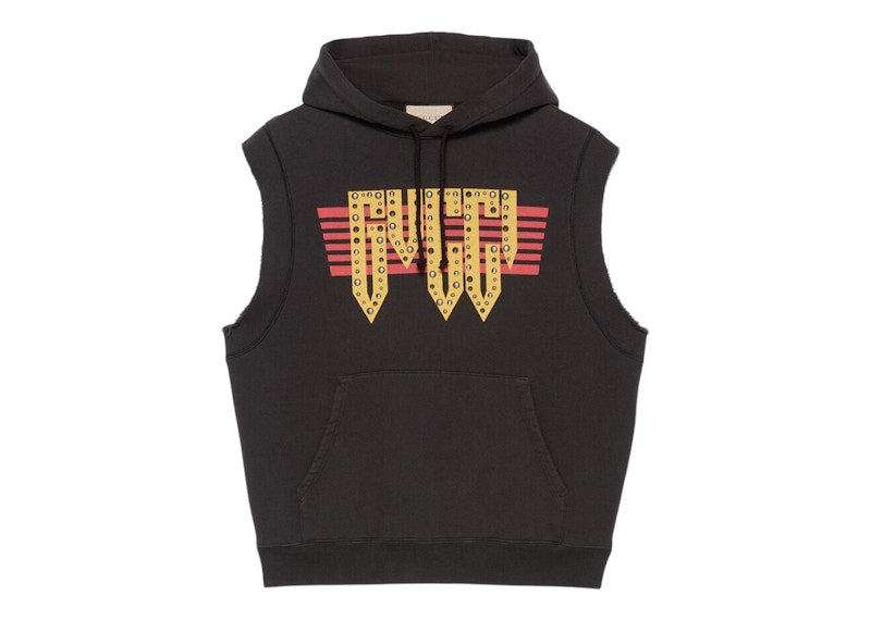 Gucci Cotton Jersey Sleeveless Sweatshirt Black/Yellow/Red