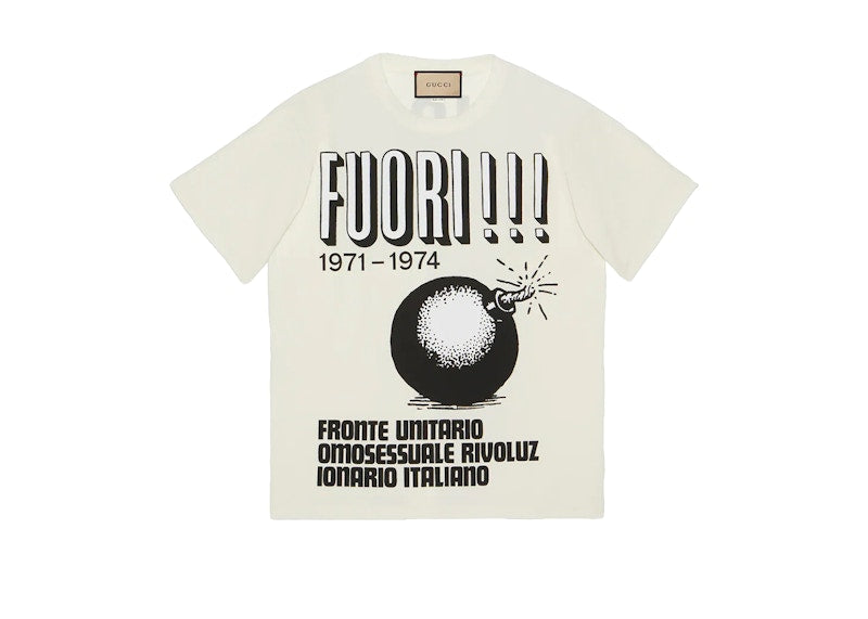 Gucci Cotton Jersey With Fuori!!! Print T-shirt White