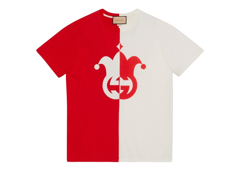 Gucci Cotton Jersey With Jester Print T-Shirt Red/White