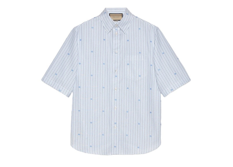 Gucci Cotton Striped Shirt Light Blue