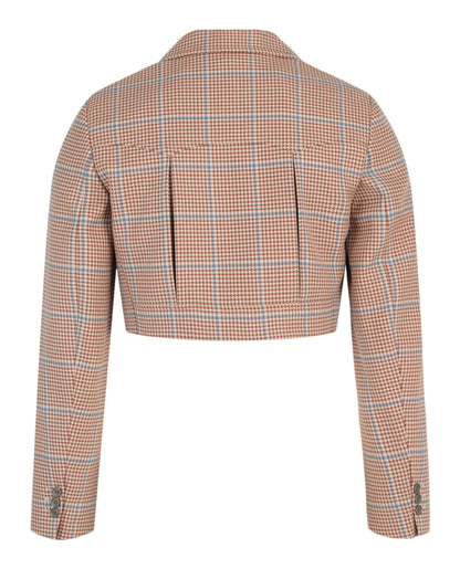 Gucci Cropped Houndstooth Jacket Medium Brown
