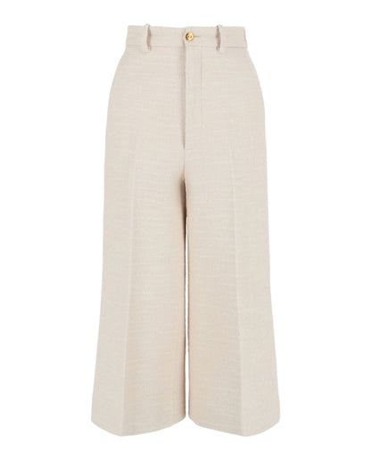 Gucci Cropped Tweed Trousers White