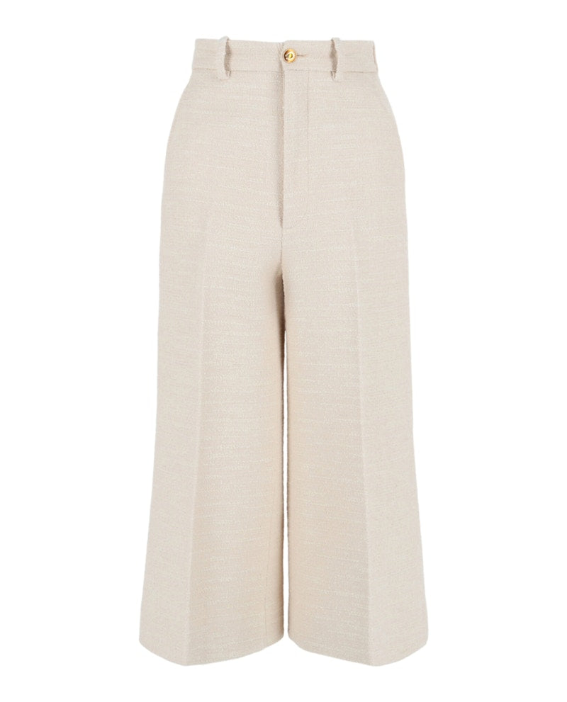 Gucci Cropped Tweed Trousers White