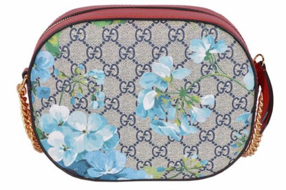 Gucci Chain Crossbody GG Supreme Blooms Chain Strap Small Blue/Red