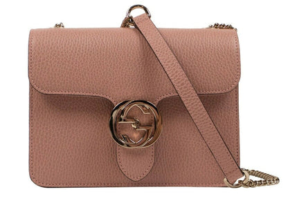 Gucci Crossbody Interlocking G Leather Small Soft Pink