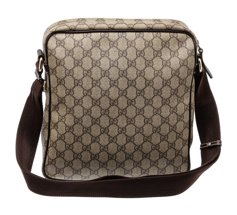 Gucci Messenger Crossbody GG Monogram Adjustable Shoulder Strap Brown