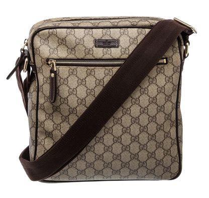 Gucci Messenger Crossbody GG Monogram Adjustable Shoulder Strap Brown