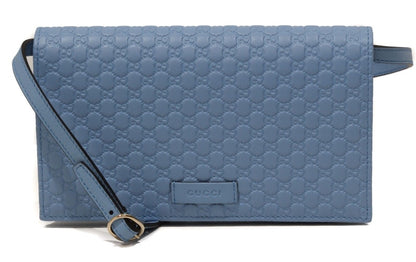 Gucci Crossbody Wallet MicroGuccissima Light Blue