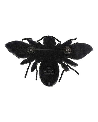 Gucci Crystal-Embellished Bee Brooch Black/Yellow