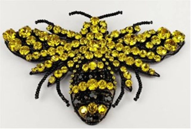 Gucci Crystal-Embellished Bee Brooch Black/Yellow